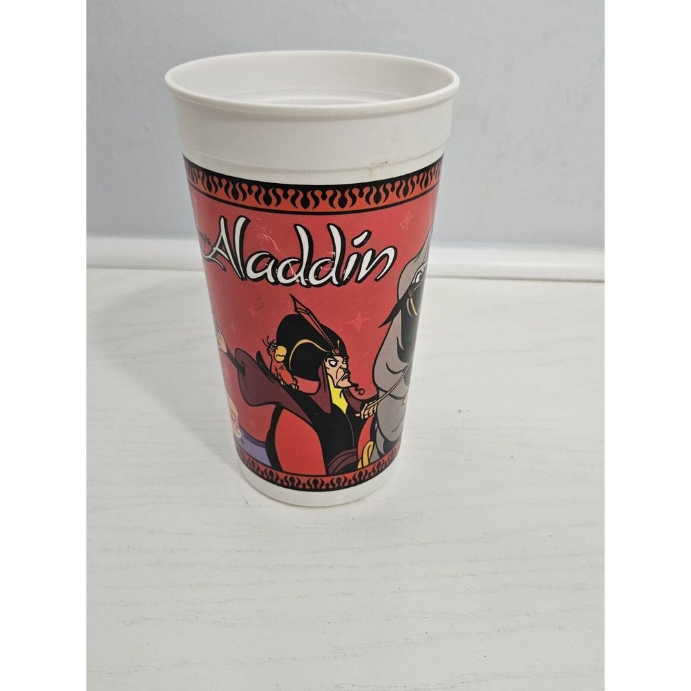Vintage Disney Aladdin Burger King Plastic Cup Featuring Jafar*READ* Cracked Rim